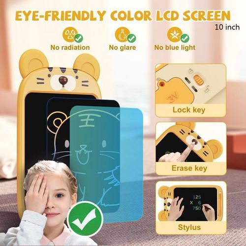 10'' LCD Writing Tablet Kids Reusable Drawing Pad Tiger Toys