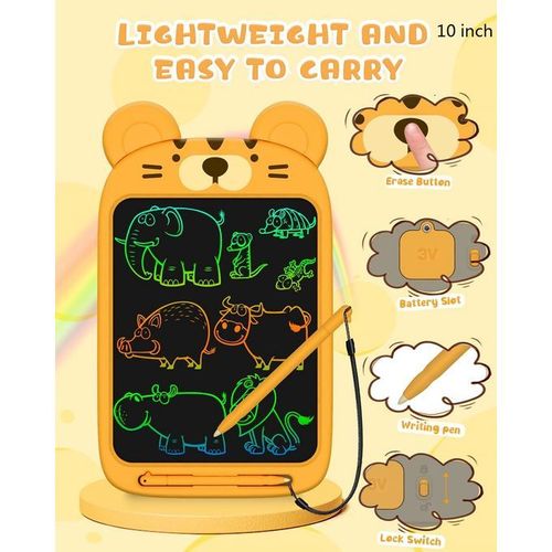 10'' LCD Writing Tablet Kids Reusable Drawing Pad Tiger Toys