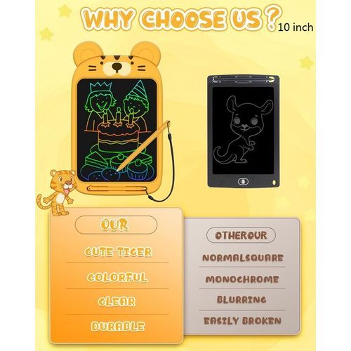 10'' LCD Writing Tablet Kids Reusable Drawing Pad Tiger Toys