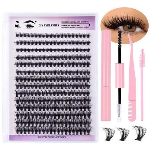 DIY Eyelash Extension Single Cluster False Lashes Kit 280pcs Lash Clusters D Curl 8-16mm