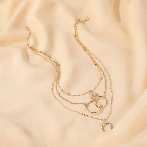 Multilayer Boho Moon Map Necklace