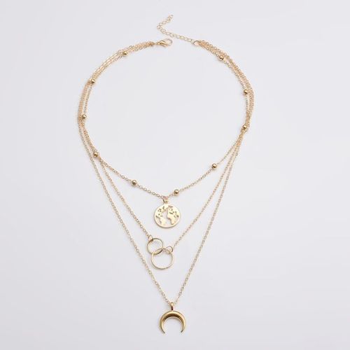 Multilayer Boho Moon Map Necklace