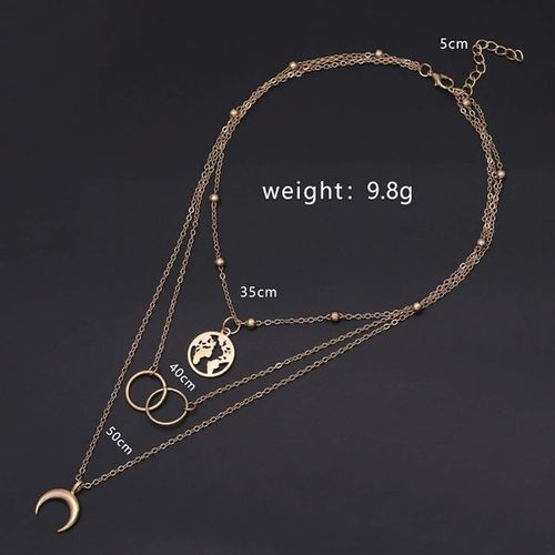 Multilayer Boho Moon Map Necklace