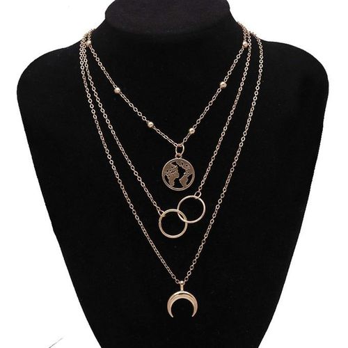 Multilayer Boho Moon Map Necklace