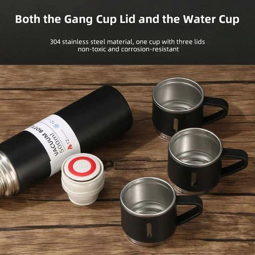 500ML 304 Stainless Steel Vacuum Insulated Bottle Gift Set-Black