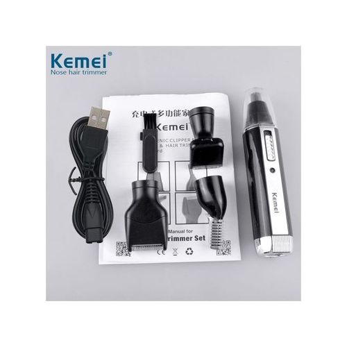 Kemei 4 In 1 Nose Hair Trimmer Eyebrow And Ear Hair - USB