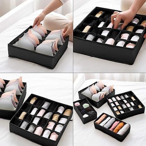 4PCS Drawer Storage Box For Underwear Bra Socks