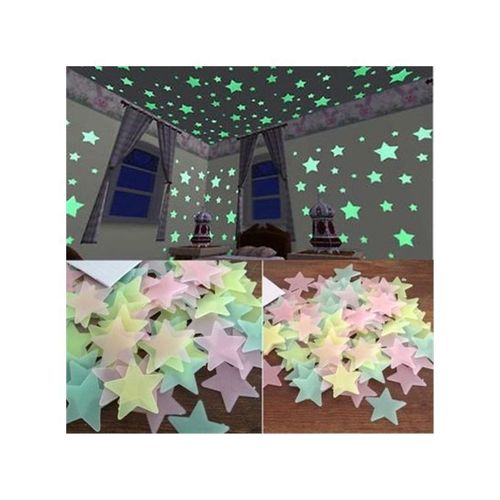 100pcs 3D Stars Glow In The Dark Wall Stickers Luminous