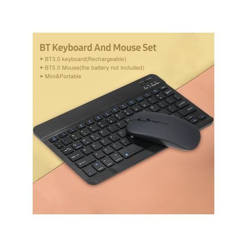 10inch BT Rechargeable Mini Keyboard Mouse Combo 78 Keys