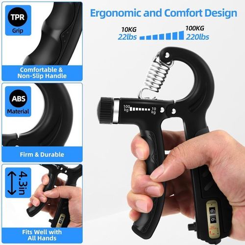 Hand Grip Strengthener 2 Pack Adjustable Resistance 10-100kg