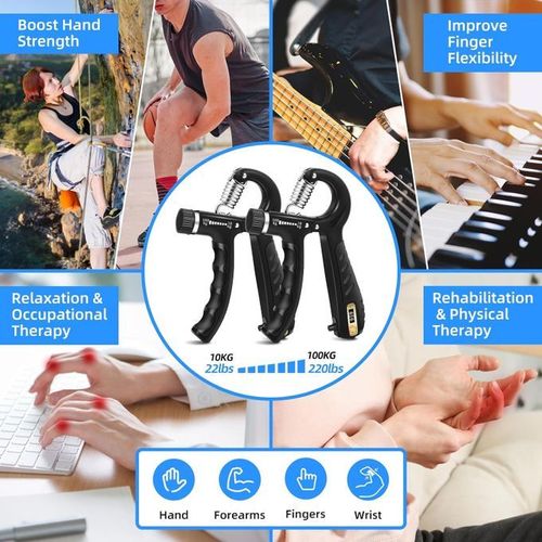 Hand Grip Strengthener 2 Pack Adjustable Resistance 10-100kg