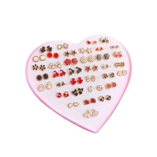 36 Pairs Earrings Transparent Glue Stick Fashion Ear Studs Female New Heart-shaped Set