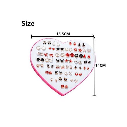 36 Pairs Earrings Transparent Glue Stick Fashion Ear Studs Female New Heart-shaped Set