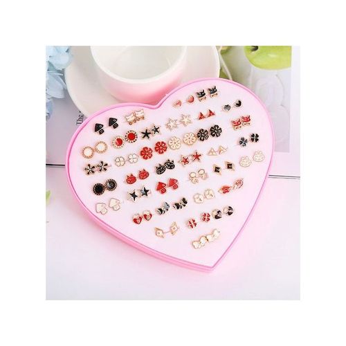 36 Pairs Earrings Transparent Glue Stick Fashion Ear Studs Female New Heart-shaped Set