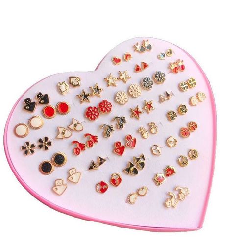 36 Pairs Earrings Transparent Glue Stick Fashion Ear Studs Female New Heart-shaped Set