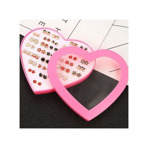 36 Pairs Earrings Transparent Glue Stick Fashion Ear Studs Female New Heart-shaped Set