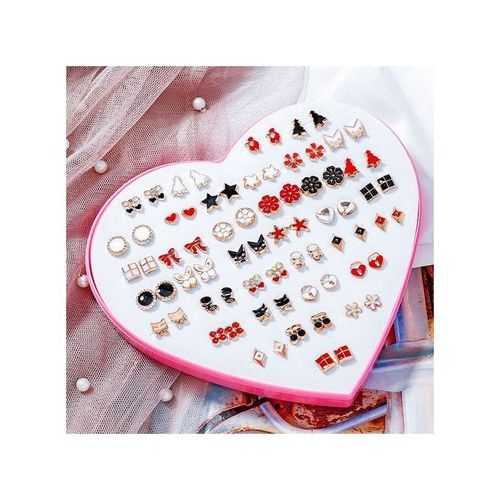 36 Pairs Earrings Transparent Glue Stick Fashion Ear Studs Female New Heart-shaped Set