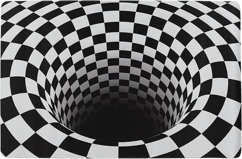3D Optical Illusion Rug - Vortex Illusion Floor Mat for Door Entrance, Bathroom, Stairs, playroom, Living Room, or Area (Black and White） 17 Inch)