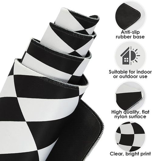 3D Optical Illusion Rug - Vortex Illusion Floor Mat for Door Entrance, Bathroom, Stairs, playroom, Living Room, or Area (Black and White） 17 Inch)