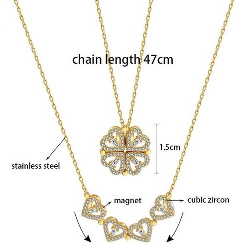 2In1 Deformable Four-leaf Clover Necklace - Silver