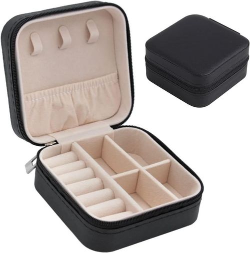 Jewelry Box Jewelries Storage Case PU Leather Organizer - 10*10*5CM - Black
