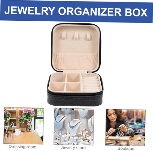 Jewelry Box Jewelries Storage Case PU Leather Organizer - 10*10*5CM - Black