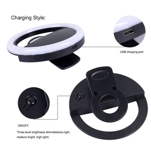 Rechargeable Selfie LED Ring Fill Light For Phone-white