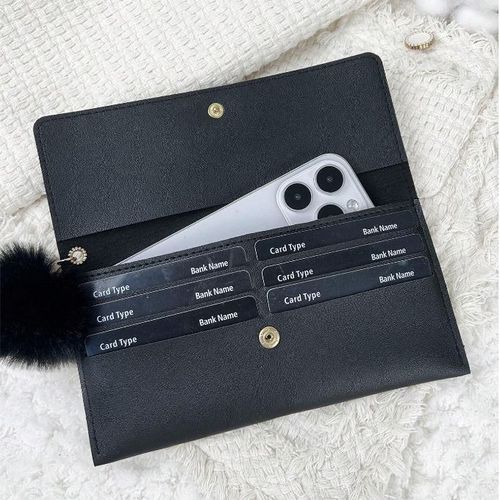 Lady Purse Solid Color Wallet Women's Card Wallets - Black