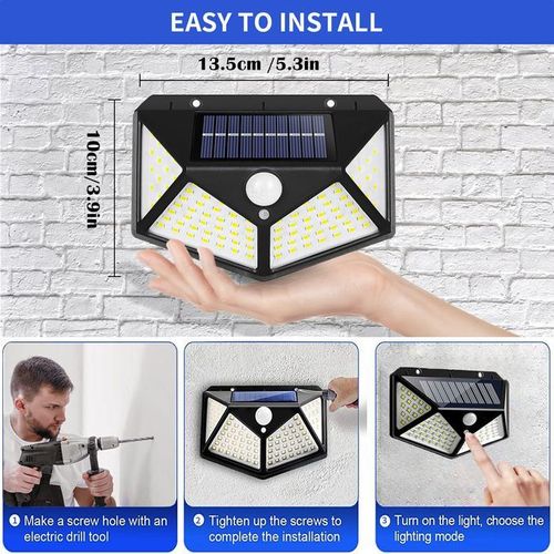 Mythco 100 LEDs Solar Outdoor Lights With Motion Sensor 2 Pack
