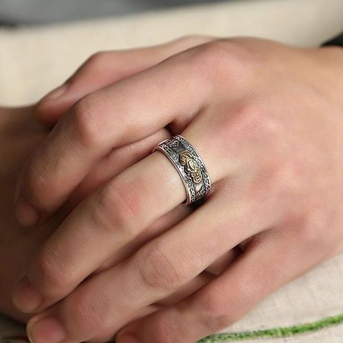 Buddhist Jewelry Men's Ring Pixiu Feng Shui Good Luck Adjustable Rings