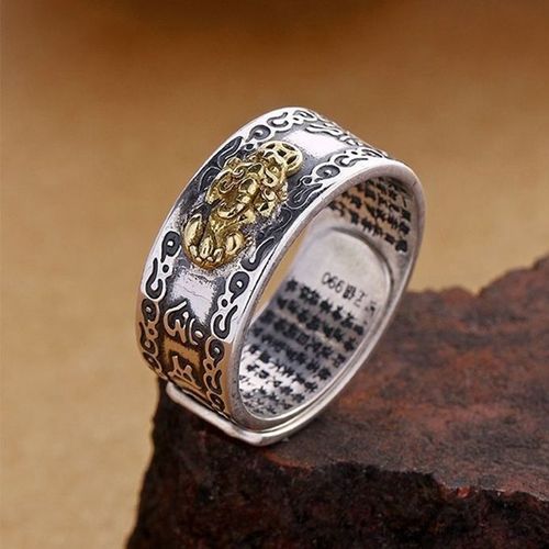 Buddhist Jewelry Men's Ring Pixiu Feng Shui Good Luck Adjustable Rings