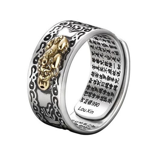 Buddhist Jewelry Men's Ring Pixiu Feng Shui Good Luck Adjustable Rings