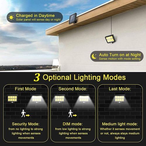 Mythco 160 COB LEDs Solar Lights With Motion Sensor And Solar Panel