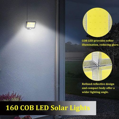 Mythco 160 COB LEDs Solar Lights With Motion Sensor And Solar Panel