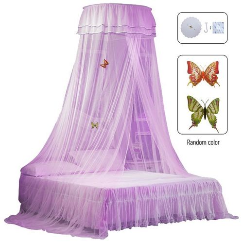 Mosquito Net Dome Single Entrance Fine Mesh Purple