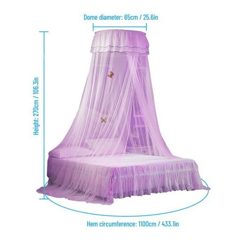 Mosquito Net Dome Single Entrance Fine Mesh Purple