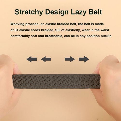 2 Pcs Belt Elastic Non-marking Braided No-punch Woven Versatile Balck Beige