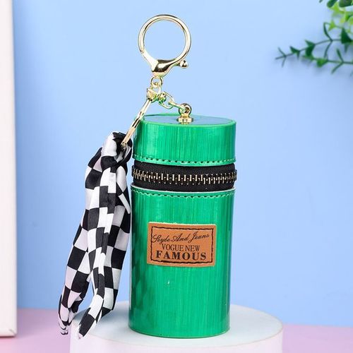 Mini Zip Portable Lipstick Purse Wallets Keychain For Women（Green）