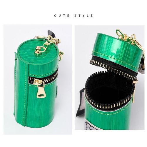 Mini Zip Portable Lipstick Purse Wallets Keychain For Women（Green）