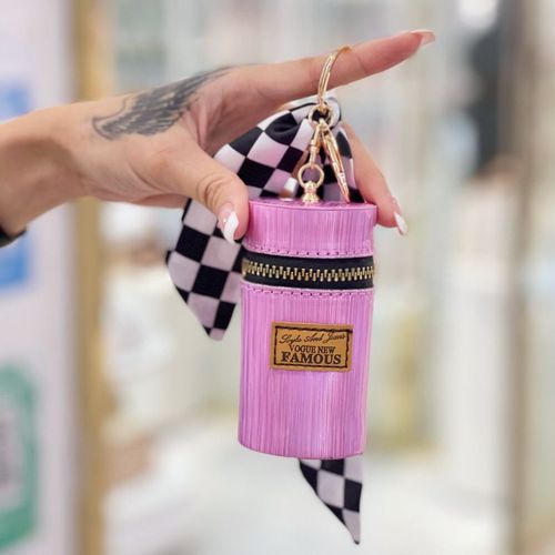 Mini Zip Portable Lipstick Purse Wallets Keychain For Women（Green）
