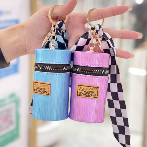 Mini Zip Portable Lipstick Purse Wallets Keychain For Women（Green）