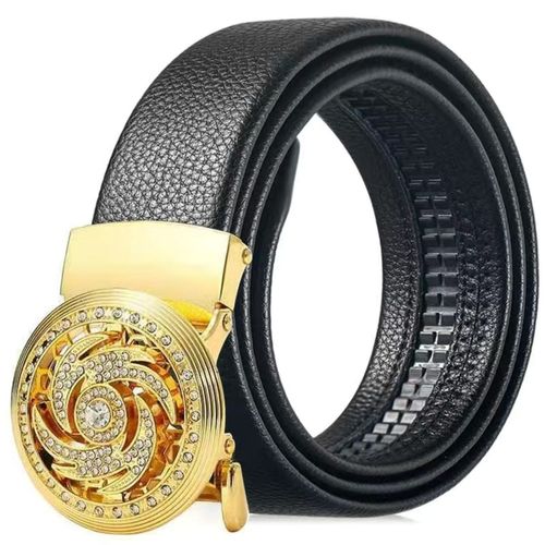 Luxury Genuine Leather Men's Personality Rotating Automatic Buckle Leather Belt