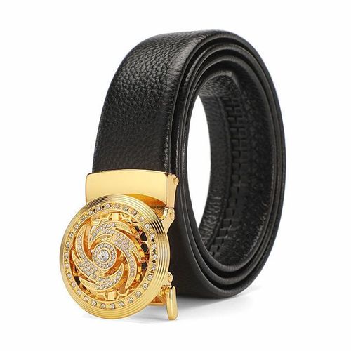 Luxury Genuine Leather Men's Personality Rotating Automatic Buckle Leather Belt