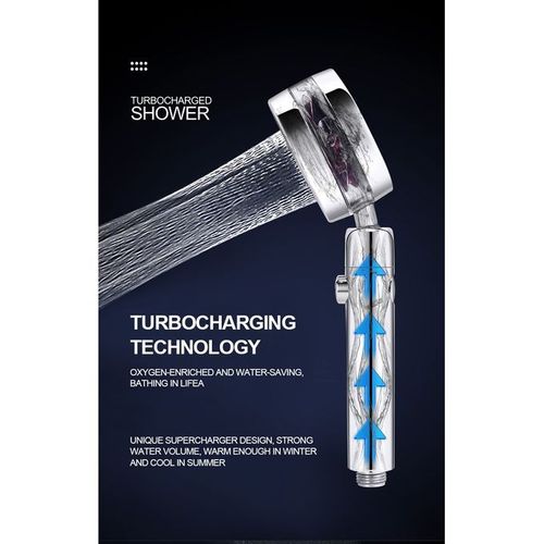 Turbocharged Shower Head& One-button Water Stop -Silver