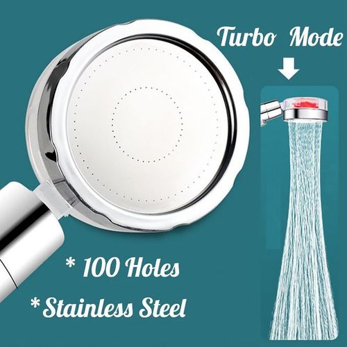 Turbocharged Shower Head& One-button Water Stop -Silver