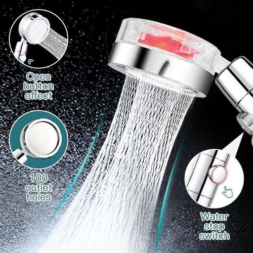 Turbocharged Shower Head& One-button Water Stop -Silver