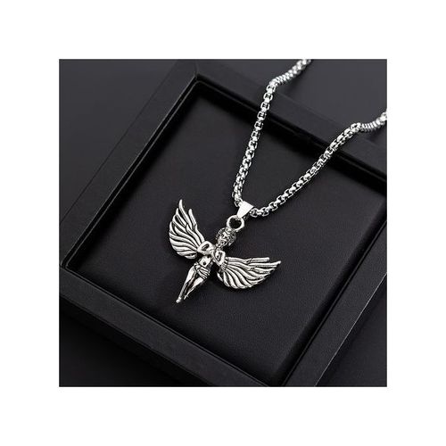 Unisex Little Angel Pendant Necklace-Silver