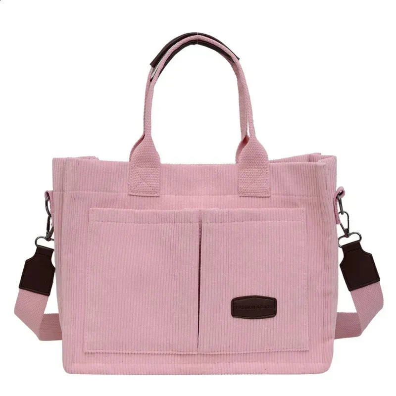 Roomy Corduroy Tote Bag with Wide Shoulder Strap for Women - 2024 Collection