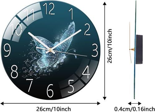 Modern Fantasy Butterfly Wall Clock Dial Silent Movement-Blue