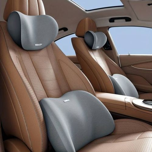 2pcs Car Headrest + Backrest Cushion, Car Interior, Sponge Neck Pillow